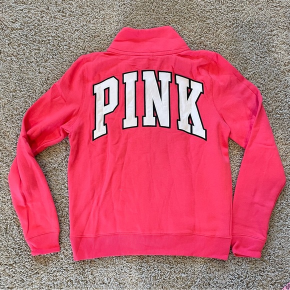 PINK Victoria's Secret Tops - Victoria’s Secret PINK Everyday Lounge Quarter Zip Sweatshirt Pink Red Medium